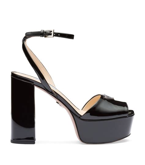 prada patent leather logo sandals|Prada suede platform sandals.